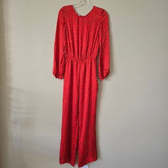MOSCHINO Cheap and Chic Red Polka Dot Silk Jumpsuit Size 6 - Picture 2 of 12